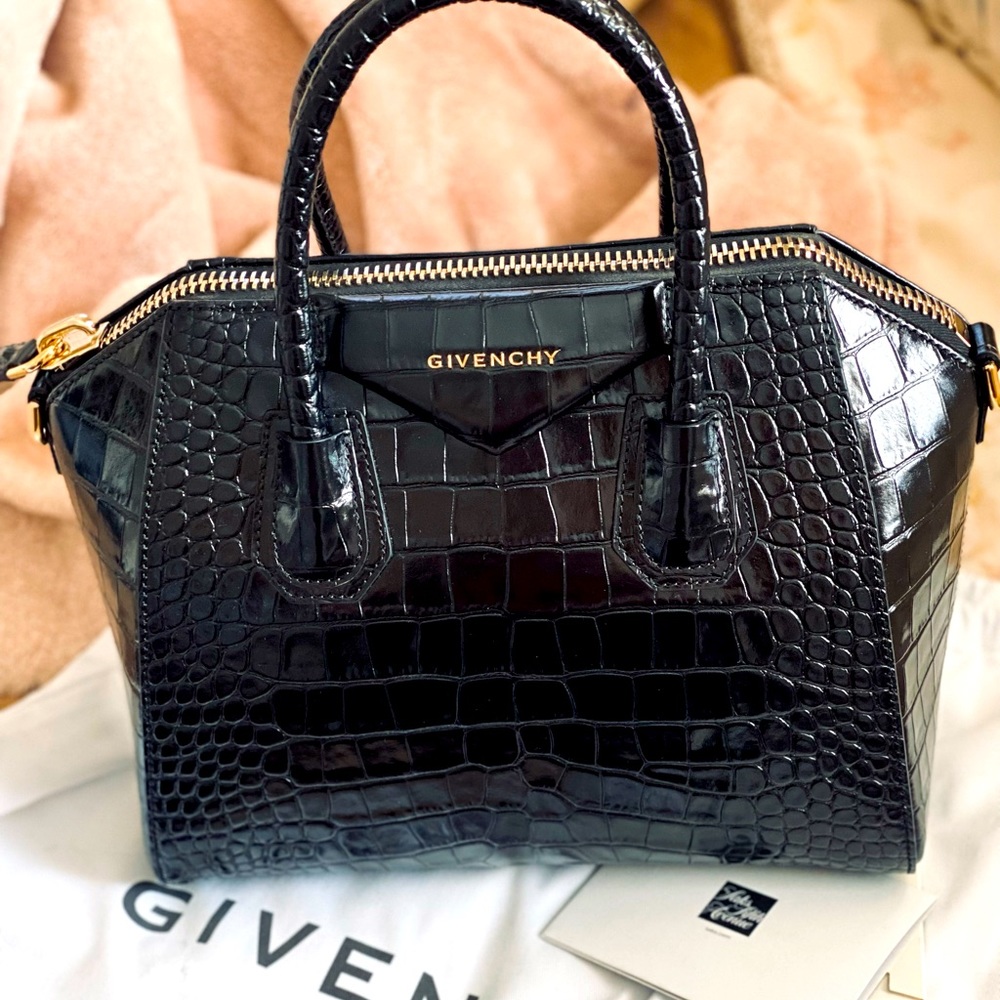 GIVENCHY Small Antigona Croc Leather Satchel